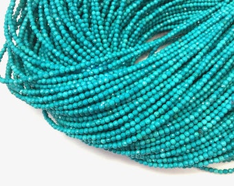 Turquoise Micro Faceted Beads 2mm 3mm Tiny Chinese Turquoise Beads Small Bright Green Blue Gemstone Spacers December Birthstone Supplies