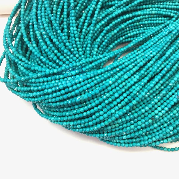 Turquoise Micro Perles À Facettes 2mm 3mm Minuscules Perles De Turquoise Chinoises Petites Entretoises De Pierres Précieuses Bleu Vert Vif Décembre Fournitures De Pierre De Naissance