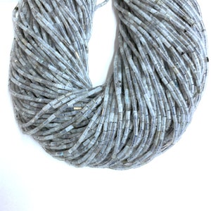 Gray Labradorite Tube Beads 4x2mm, Natural Small Gray Round Tube Gemstone Beads, Labradorite Tube Spacer For Bracelet Necklace Earring
