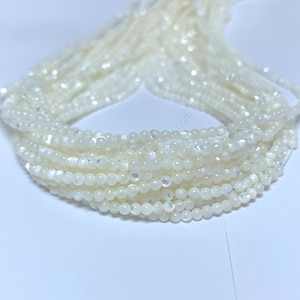 Tiny Mother of Pearl Beads Smooth 2mm 3mm 4mm, Natural MOP Beads, Small White Shell Beads, Seashell For Jewelry, White Shell Spacer Beads image 5