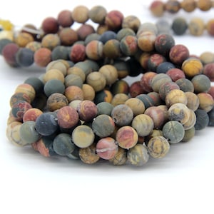 Matte Red Creek Jasper Beads 6mm 8mm 10mm Natural  Imperical Jasper Red Green Yellow Beads Multi Colors Gemstones Mala Beads Frosted Jasper