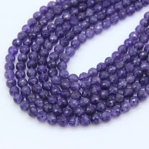 Natural Amethyst Faceted Beads 6mm 8mm 10mm Purple Faceted Gemstone Beads Amethyst Mala Beads Purple semi Precious Bead Chakra Supplies