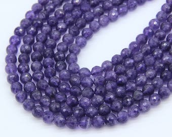 Natural Amethyst Faceted Beads 6mm 8mm 10mm Purple Faceted Gemstone Beads Amethyst Mala Beads Purple semi Precious Bead Chakra Supplies