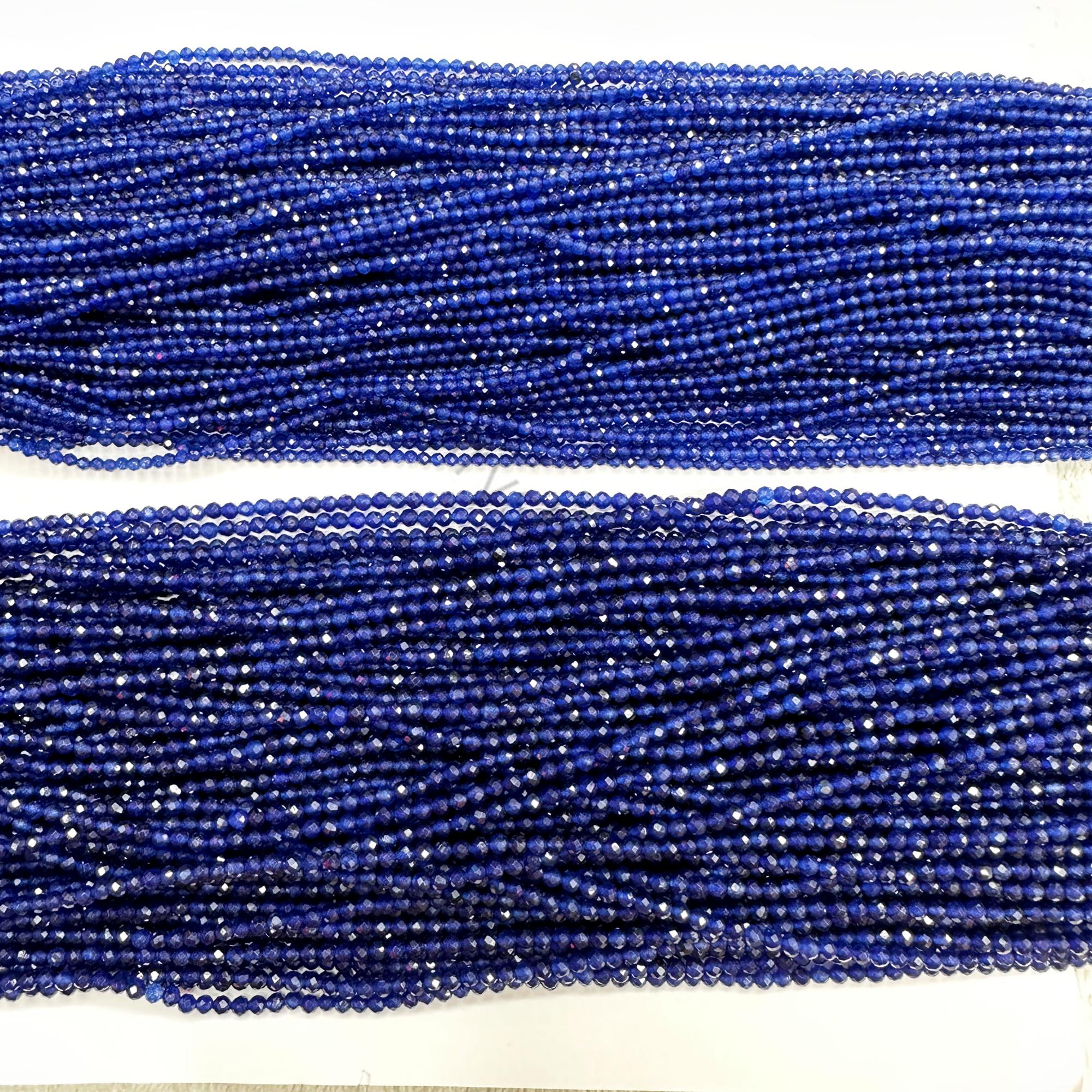 Lot De 10 Perles Facettées En Saphir Bleu - Diamètre 2mm - Pour Création De Bijoux