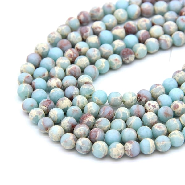 Matte Snakeskin Jasper Beads 4 mm 6mm 8mm 10mm Frosted Synthetic Snakeskin Jasper Mala Beads Aqua Terra Japser Blue Beads Rusted Red Beads