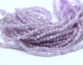 Natural Tiny Kunzite Micro Faceted Beads 2mm 3mm 4mm, Genuine Kunzite Beads, Pink Lavender Semi Precious Beads, Small Kunzite Gemstone Beads
