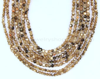 Tiny Abalone Shell Beads Smooth Light Color 3.5mm 4.2mm, Natural Light Brown Shell Beads, Genuine Small Abalone Shell Beads