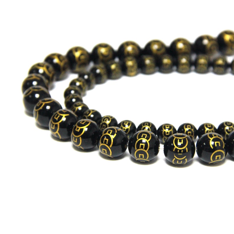 Black Onyx Spacer Beads Carved Chinese Wealth Coin 8mm 10mm Etsy