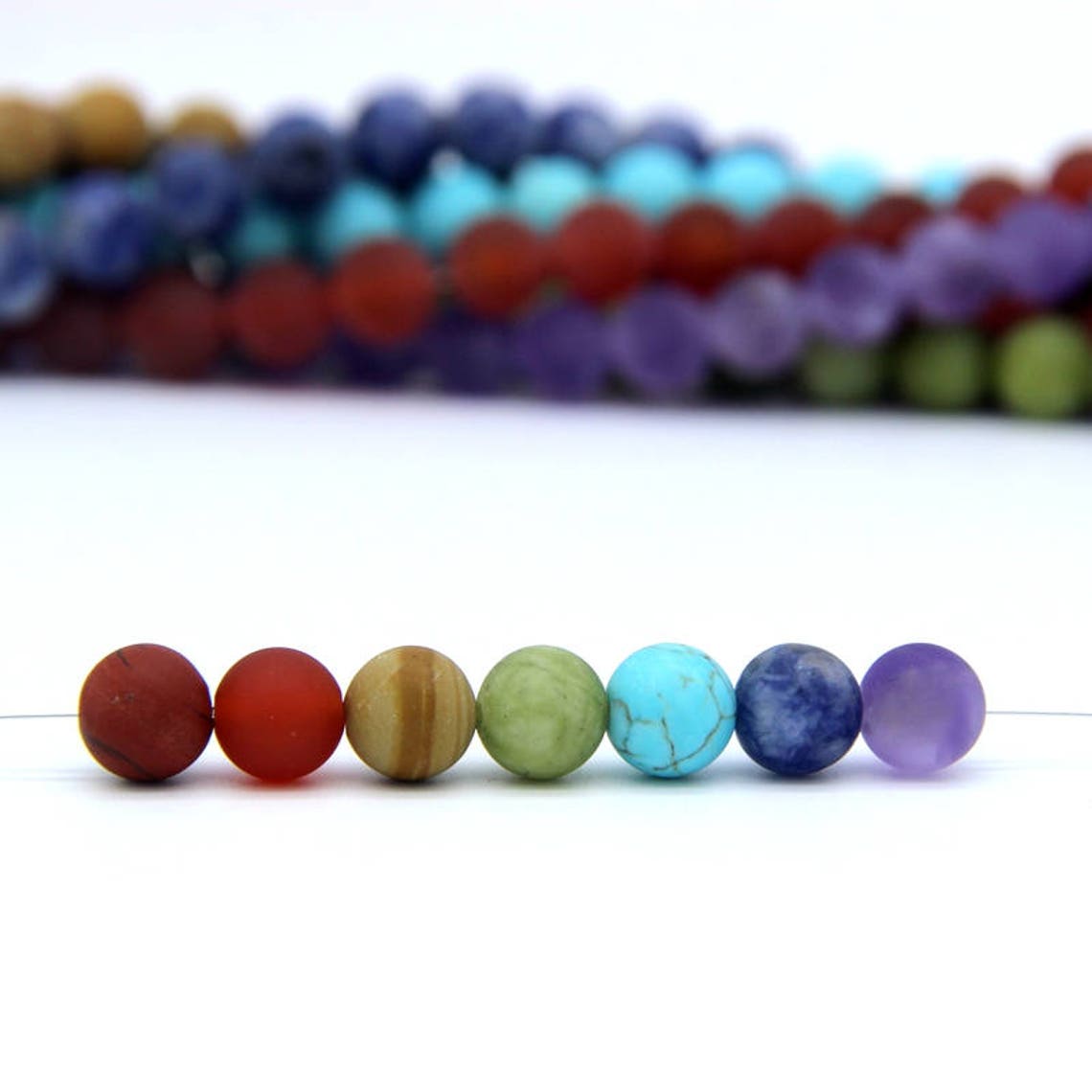 7 Chakra Beads Matte 8mm Set Chakra Gemstone Beads 49PCS Etsy Canada