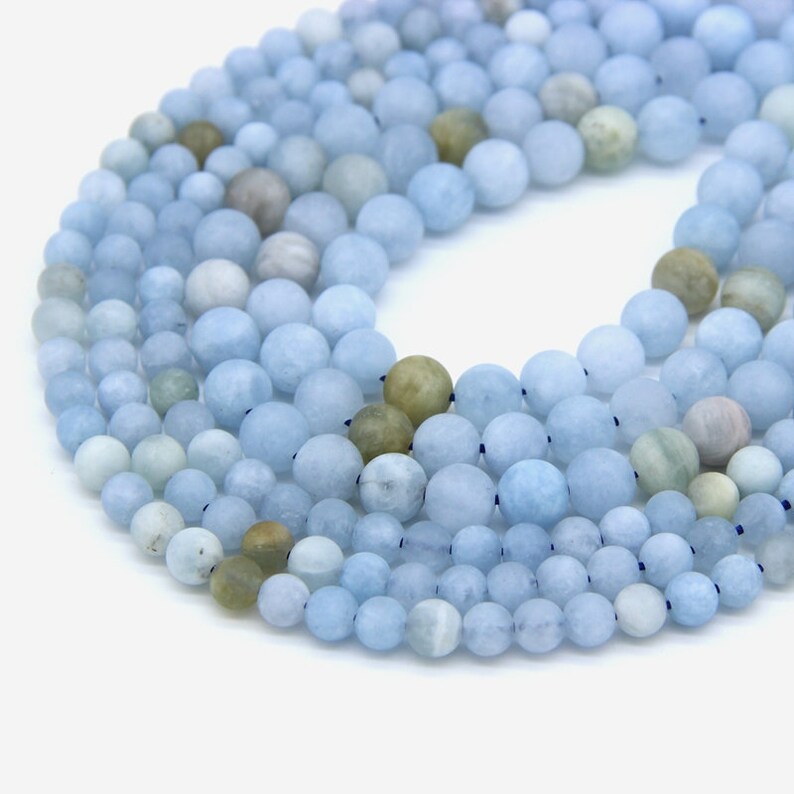 Matte Aquamarine Beads 6mm 8mm Genuine Frosted Aquamarine Etsy