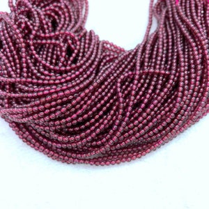 Tiny Garnet Smooth Beads 2mm 3mm A quality Round Red Gemstones Small Burgundy Semi Precious Spacers Delicate Beads Earring Bracelet Necklace