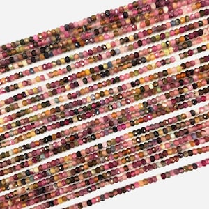Tourmaline Rondelle Faceted Beads 3mmx2mm 4mmx3mm Natural Watermelon Tourmaline Tiny Gemstone Small Semi Precious Rainbow Tourmaline Spacer