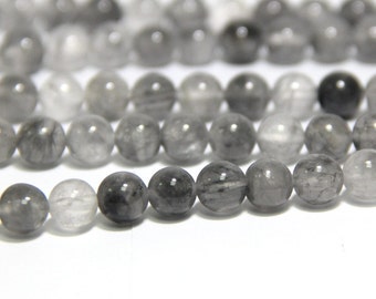 Gray Quartz Beads 6mm 8mm 10mm Cloudy Quartz Natural Gray Beads Gray Gemstones Gray Quartz Mala Beads Gray Crystal Gray Supplies For Jewelry