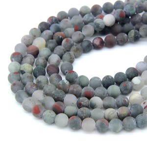 Matte African Bloodstone Beads 6mm 8mm 10mm Matte Seftonite Beads Dark Green Gemstone Beads Red Stone Beads Bloodstone Semi Precious Beads