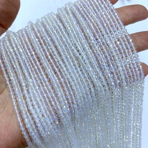 Tiny White Opalize Beads Micro Faceted 2mm 3mm 4mm, Opal Spacer Beads, Small Synthetic Opal Beads For Necklace Bracelet Earring