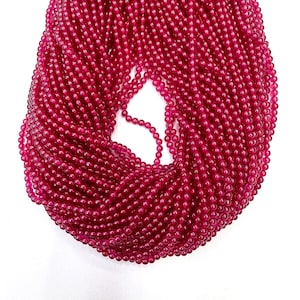 Lab Created Red Ruby Smooth Beads 2mm 3mm 4mm, Synthetic Red Corundum Small Beads, Red Semi Precious Bead For Ruby Bracelet Necklace