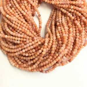 Tiny Peach Aventurine Smooth Beads 2mm 3mm, Small Peach Gemstone Beads Spacer, Delicate Peach Aventurine Beads For Necklace Bracelet Earring