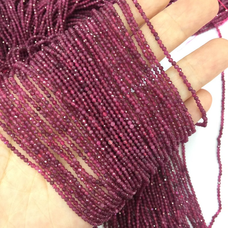 Natural Red Ruby Micro Faceted Beads 2 3mm Tiny Genuine Ruby Round Beads AB quality Semi Precious Gemstone Small Ruby Loose Beads 16 inches