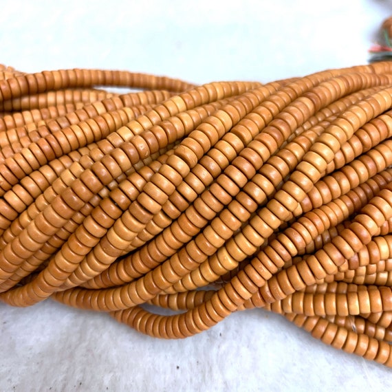 6mm Round Yellow Wooden Beads for Crafts Waxed Dyed Natural 