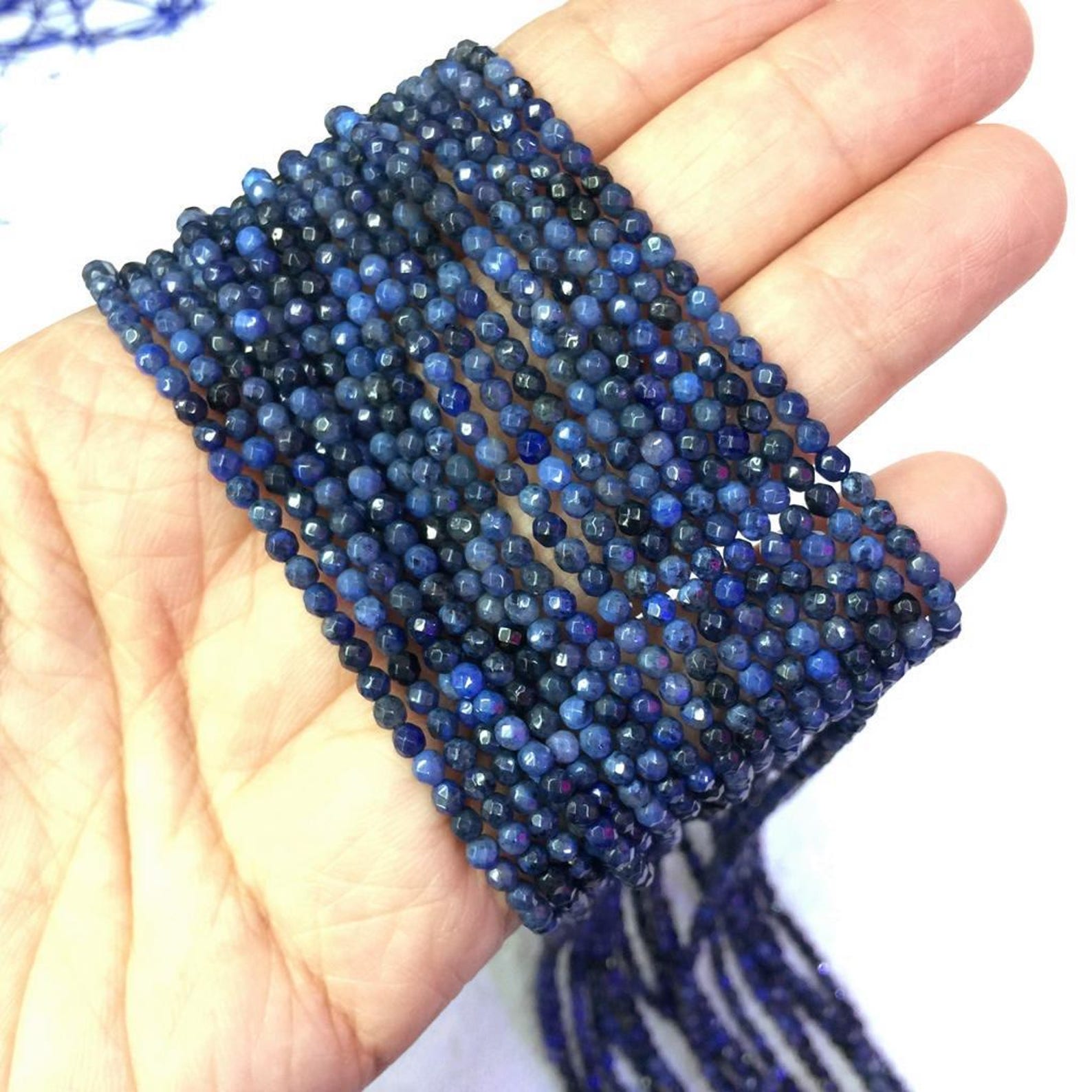 Natural Dumortierite Beads Faceted 2mm 3mm Tiny Blue Etsy