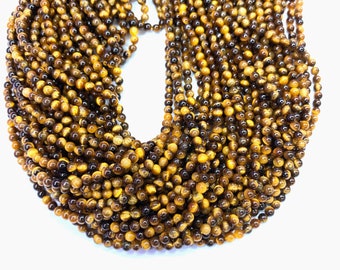 Tiny Yellow Tiger eye beads Smooth 2mm 3mm 4mm Natural Small Tiger Eye Yellow Brown Gemstone Spacers For Delicate Bracelet Necklace Earring