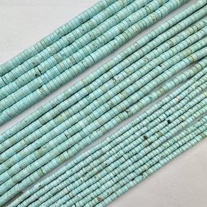 Perline rotonde Heishi turchese azzurro 4 mm 6 mm 8 mm, perline di semi turchese, perline distanziatrici cilindriche turchesi, perline tubolari di pietre preziose blu
