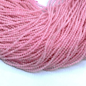 Tiny Rose Quartz Smooth Beads 2mm 3mm 4mm,Natural Small Pink Crystal Beads,Delicate Pink Spacer Gemstone Beads,Love stone