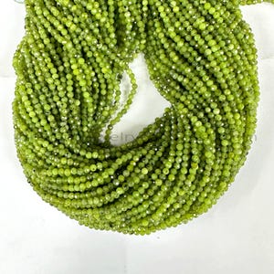 Tiny Canadian Jade Micro Faceted Beads 2mm 3mm 4mm, Natural Small Green Jade Gemstone Beads, Green Spacer Beads