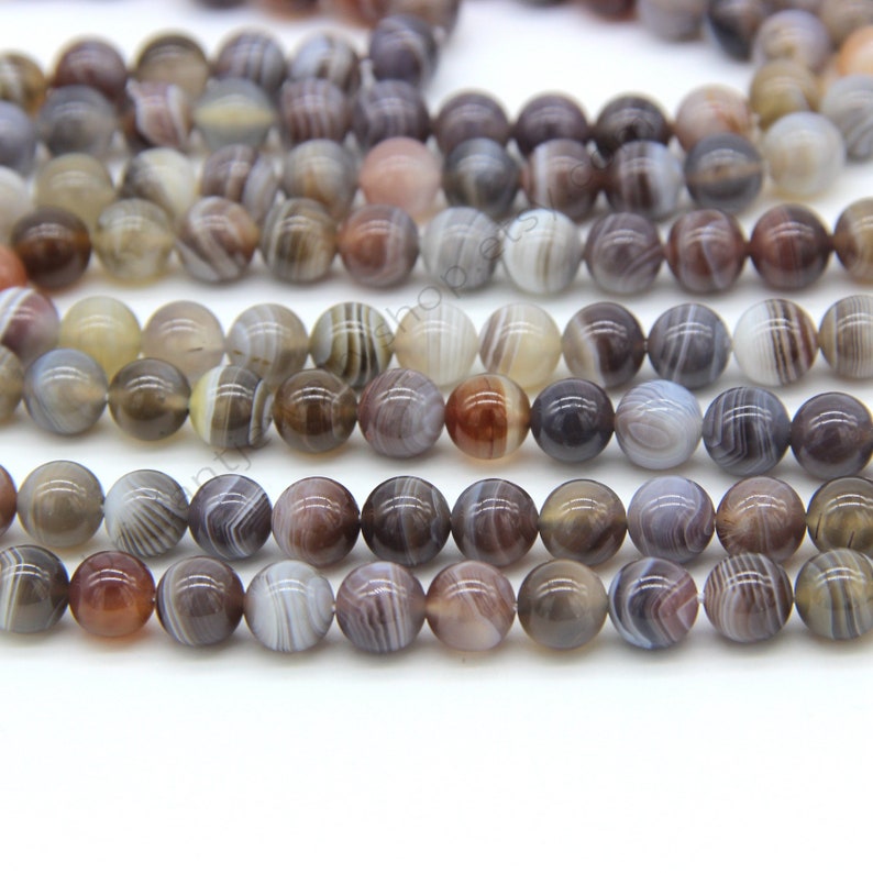 Natural Gray Botswana Agate Beads 4mm 6mm 8mm 10mm 12mm Gray White Banded Striped Gemstone Bead Gray Agate Mala Beads Necklace Bracelet image 5