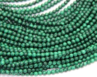 Tiny Malachite Round Smooth Beads 2 3 4mm Natural Malachite A quality Green Gemstone Genuine Small Malachite Semi Precious Spacer Beads