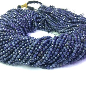 Natural Blue Sapphire 2mm 3mm 4mm Beads Micro Faceted 15.5 Tiny Genuine Dark Blue Sapphire Beads Precious Gemstone Small Sapphire Spacers image 3