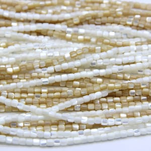 Small Mother of Pearl Cylinder Beads 3mm, Natural MOP Tube Beads, White Yellow MOP Heishi Beads, MOP Shell Spacer Beads