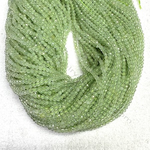 Tiny Light Green Prehnite Micro Faceted Beads 2mm 3mm 4mm, Natural Green Gemstone Faceted Beads, Small Green Spacer Beards