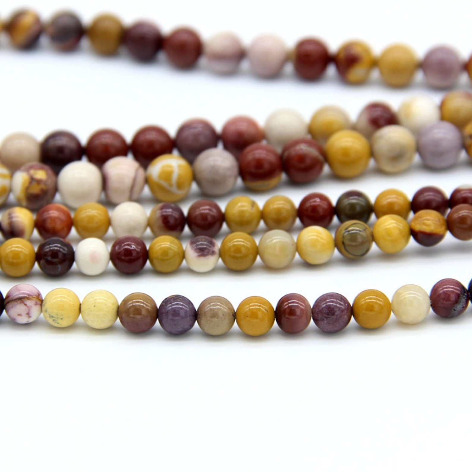 GEM-inside Natural Mookaite Jasper Frosted Matte Round Beads – 6 8 10 12mm Selectable – For Jewelry Making