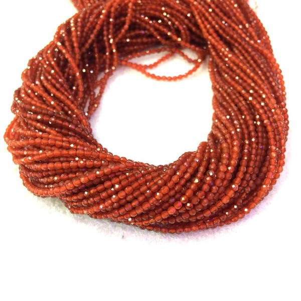 Orange Carnelian Micro Faceted Beads 2mm 3mm 4mm Tiny Orange agate Beads small Red Beads Tiny Orange Gemstones Carnelian Spacer Beads