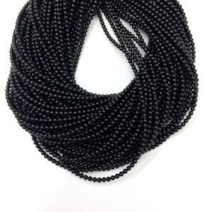 Black Onyx Beads 2mm 3mm 4mm Tiny Black Onyx Gemstone Beads Small Black Agate Spacer Beads Black Chocker Delicate Necklace Supplies