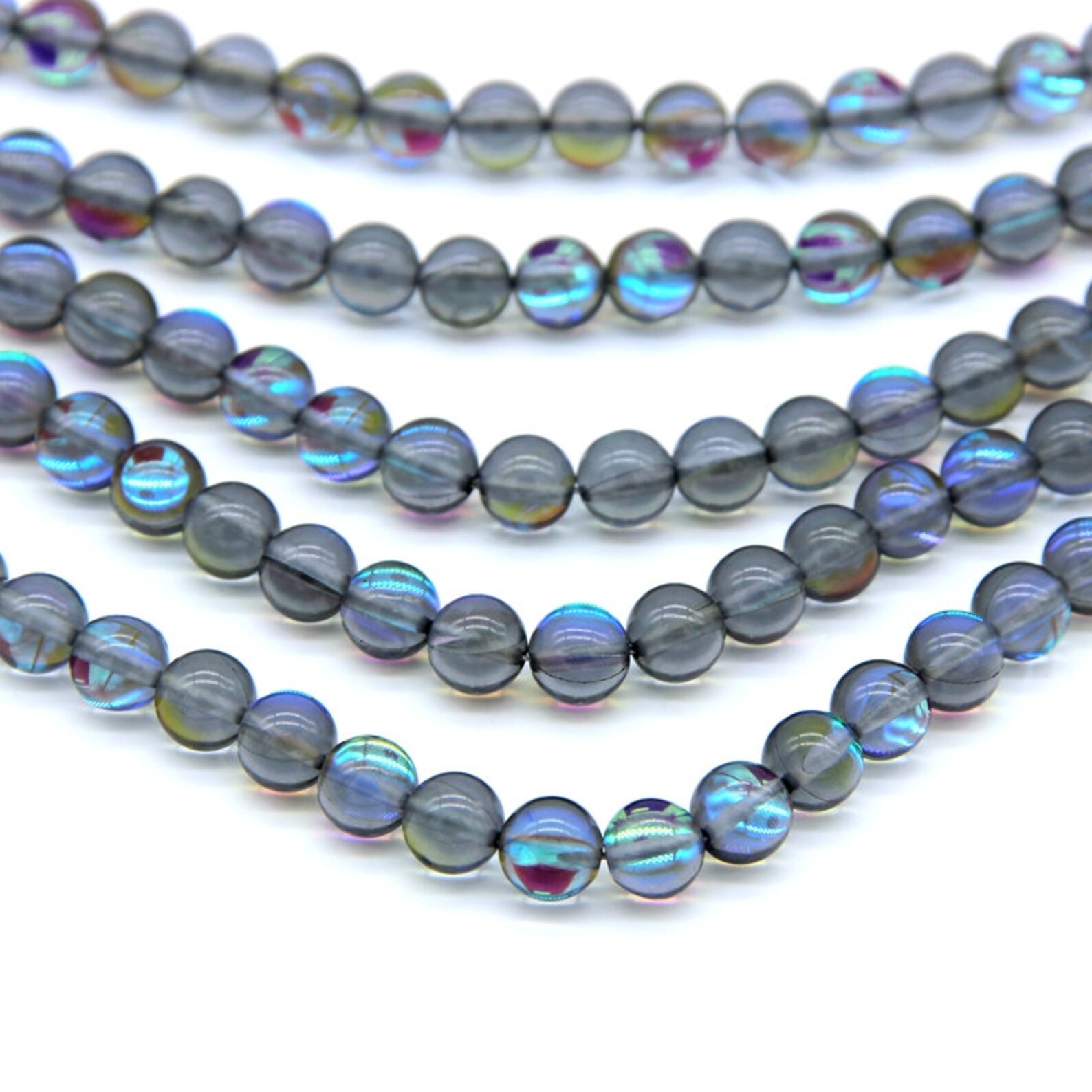 Gray Aurora Borealis Crystal Beads 6 8 10mm Mystic Aurora | Etsy