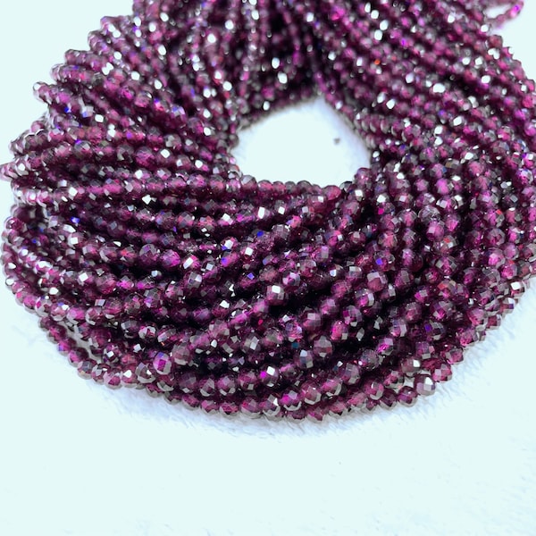 Tiny Rhodolite Garnet Micro Faceted Beads 2mm 3mm 4mm Natural Red Garnet Gemstones Beads Small Garnet Spacers Purple Red Garnet Beads