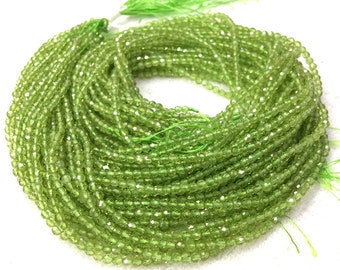 極小ペリドットビーズ マイクロファセット 2mm 3mm 4mm 天然ライトグリーンジェムストーンビーズ オリーブグリーンビーズ 小さなペリドットビーズ 極小スペーサービーズ