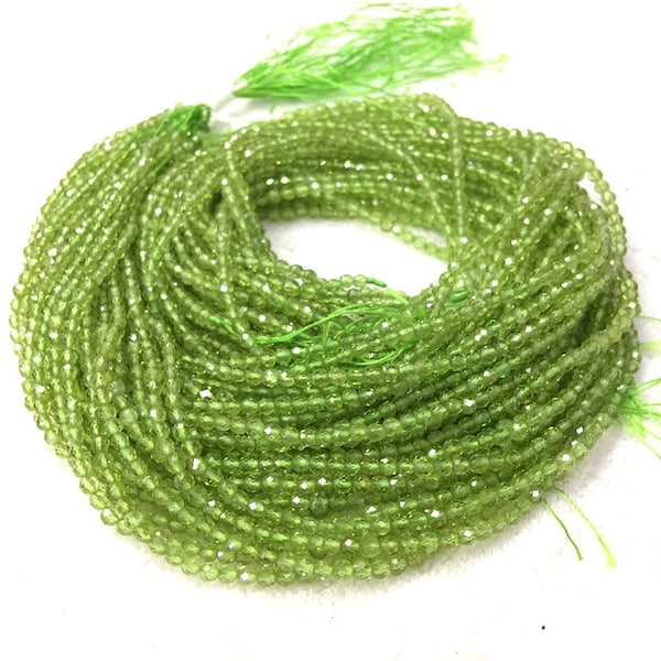 Tiny Peridot Beads Micro Faceted 2 mm 3mm 4mm Natural Light Green Gemstone Beads Olive Green Beads Small Peridot Beads Tiny Spacer Beads