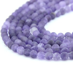 Natural Matte Amethyst Beads 4mm 6mm 8mm 10mm Purple Gemstone Beads Amethyst Mala Beads Purple Semi Precious Chakra Bead February Birthstone