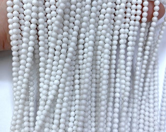 Petites perles rondes en verre blanc lisse 2mm 3mm, petites perles d'espacement blanches pures, perles de verre d'agate blanche, perles de pierres précieuses blanches