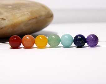 Chakra Beads 8mm Set Chakra Stone Set 7 Chakra Gemstone Beads Chakra Mala Beads Gemstones for Chakra Jewelry Healing Yoga Meditation Beads