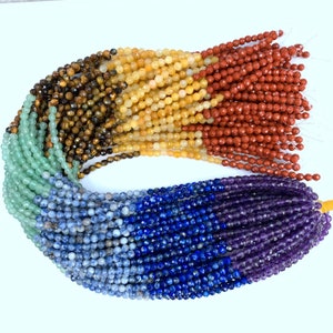 7 Chakra Beads Faceted 4mm Full String,Set Chakra Rainbow Gemstone Beads, Small 7 Chakra Beads, Healing Chakra Jewelry Supplies, Yoga Beads