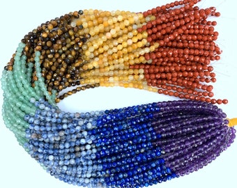 7 Chakra Beads Faceted 4mm Full String,Set Chakra Rainbow Gemstone Beads, Small 7 Chakra Beads, Healing Chakra Jewelry Supplies, Yoga Beads