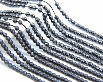 Tiny Gray Hematite Faceted Round Beads 2mm 3mm 4mm, Natural Small Matte Hematite Beads, Gray Gemstone Spacers, Delicate Hematite Beads