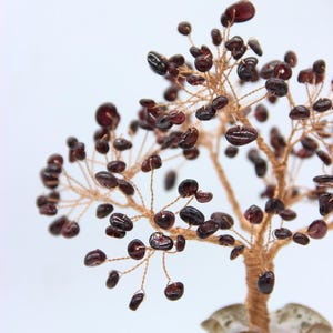 Natural Red Garnet Wire Tree Gemstone Sculpture Life of Tree Lucky Tree Feng Shui Decor Tree Gemstone Beaded Bonsai January Birthstone Gift image 4