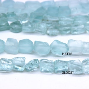 Aquamarine Glass Nugget Beads, Matte Blue Sea Glass Tumble, Aqua Glass Jewelry Supplies, Recycled Glass, Raw Crystal Rough, Ice Blue Glass