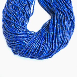 Natural Lapis Lazuli Heishi Beads 2x1mm, Tiny Lapis Lazuli Seed Beads, Small Round Cylinder Nay Blue Beads, Delicate Blue Gemstone Tube Bead