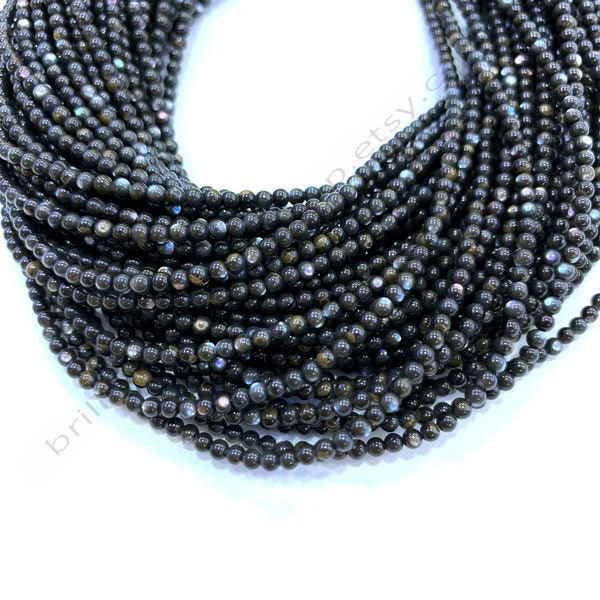 Tiny Black/Brown Mother of Pearl Beads Smooth 2-2.5mm, Natural MOP Beads, Small Black Shell Beads, Brown Shell Beads, Seashell For Jewelry